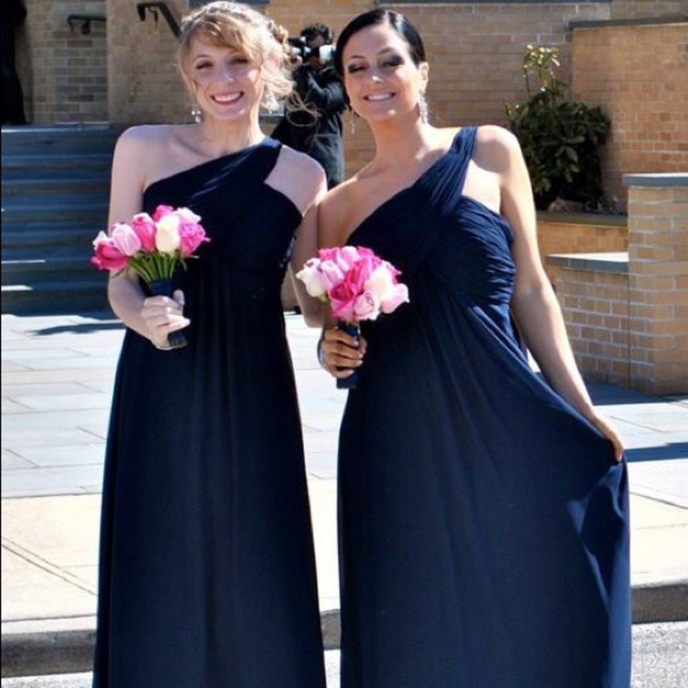 Navy Blue Size 14 one shoulder bridesmaid dress